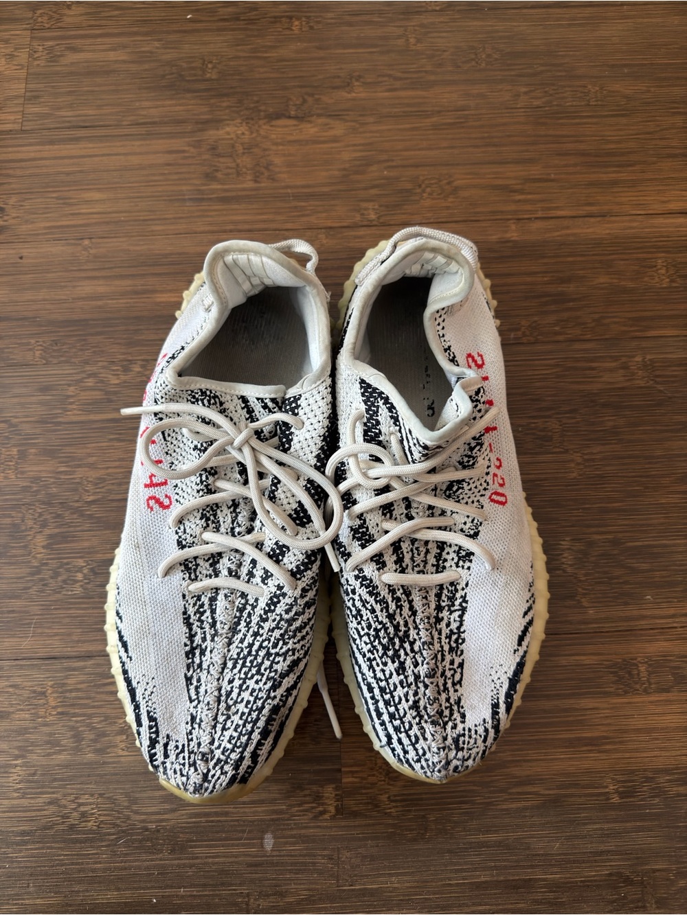 Yeezy Boost 350 V2 Zebra White Black with Red Script